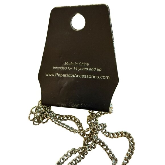 Silver-Tone Multi-Chain Necklace & Navy Beaded Earrings Set By Paparazzi Accesso - Picture 4 of 4